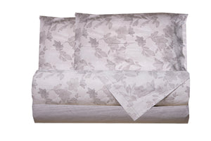 Completo letto lenzuola federe letto stampa fantasia 100% cotone Made in Italy GIGLI GRIGIO