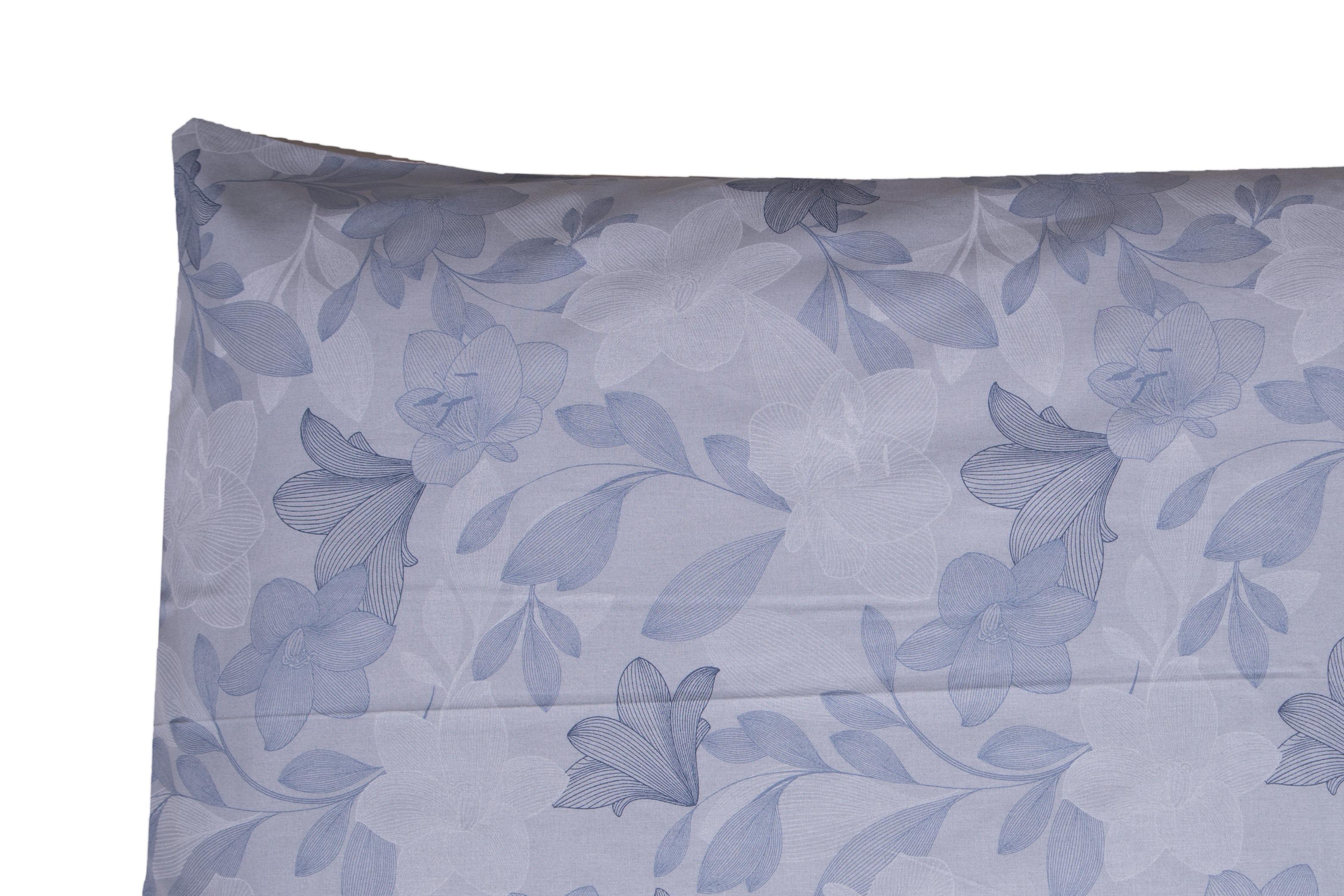 Juego de sábanas fundas de almohada estampado fantasía 100% algodón Made in Italy GINKGO AZUL CLARO