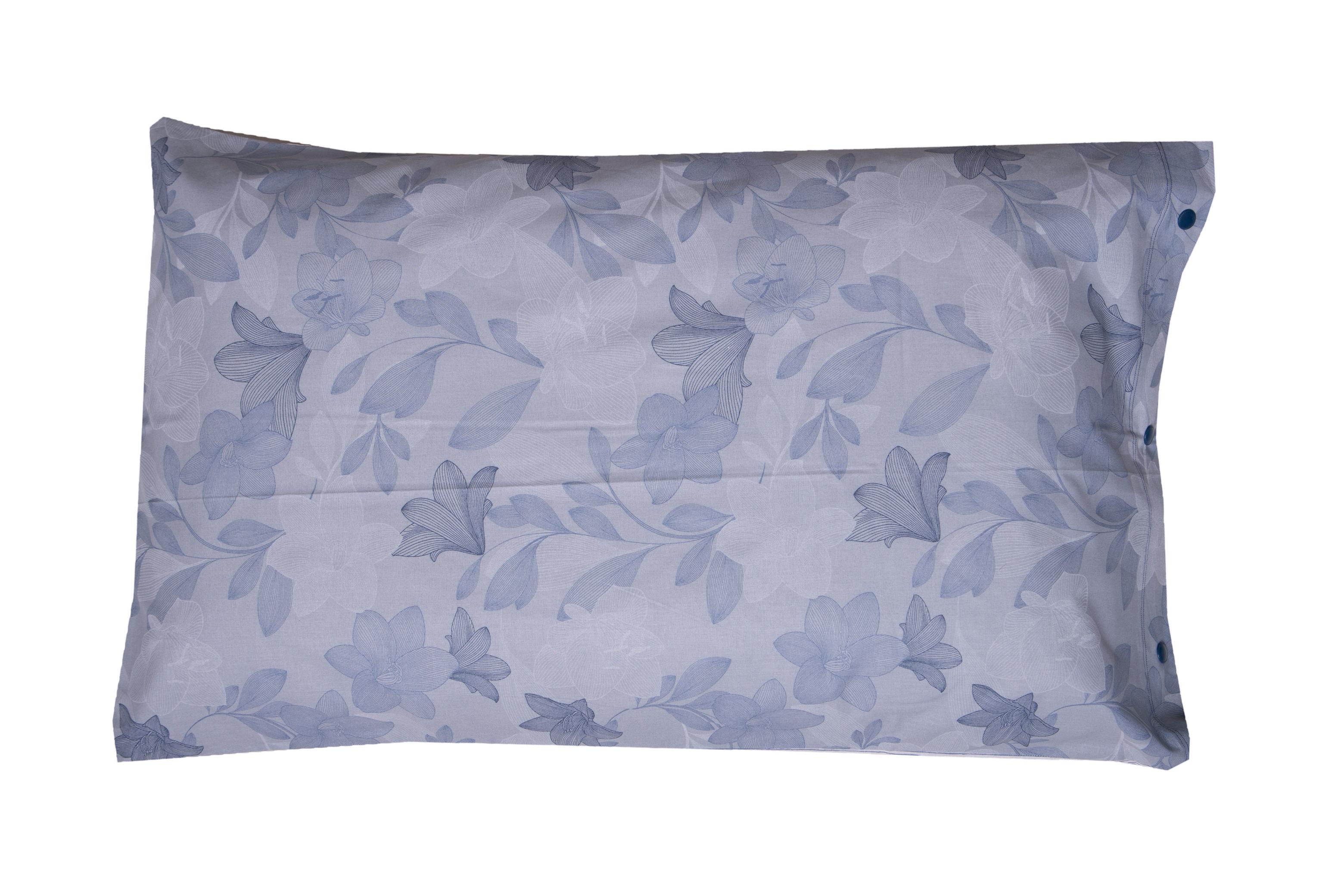 Juego de sábanas fundas de almohada estampado fantasía 100% algodón Made in Italy GINKGO AZUL CLARO