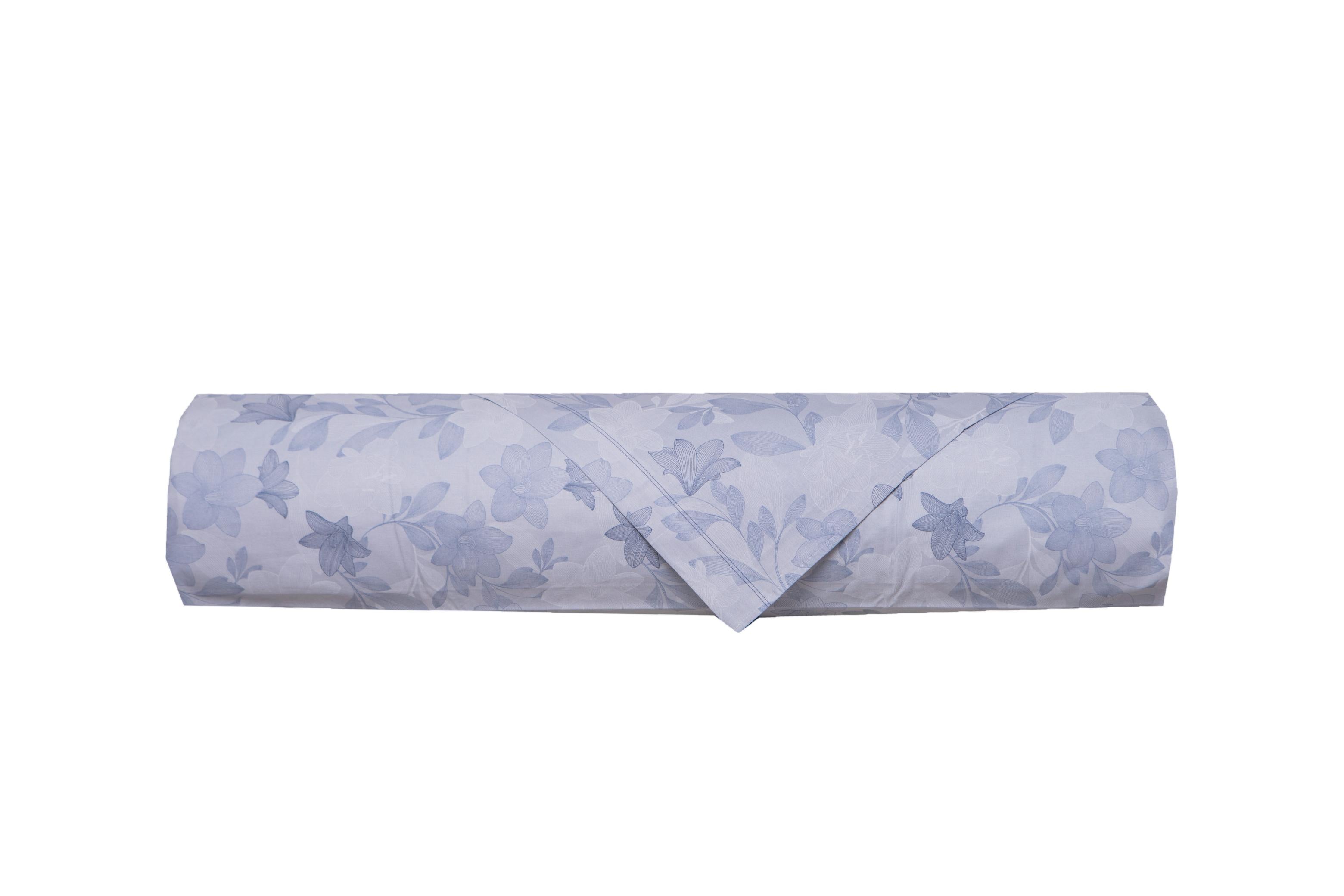 Juego de sábanas fundas de almohada estampado fantasía 100% algodón Made in Italy GINKGO AZUL CLARO