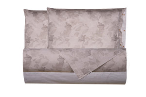 Completo letto lenzuola federe letto stampa fantasia 100% cotone Made in Italy GIGLI TORTORA