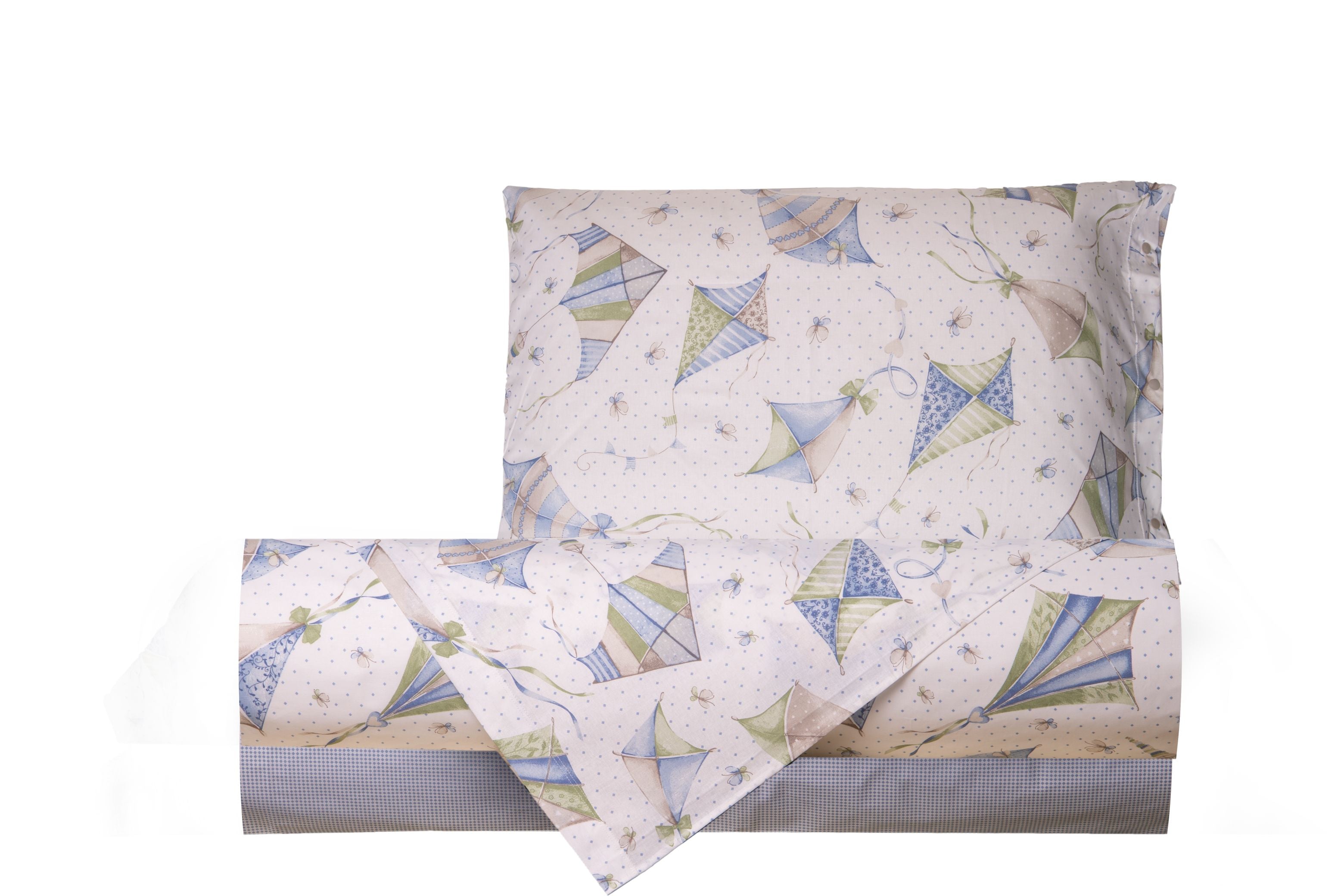 Completo letto lenzuola 100% cotone made in italy AQUILONI AZZURRO - SmartDecoHome
