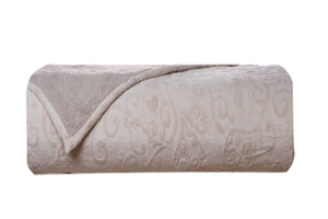 Coperta plaid soffice morbido caldo resistente plaid divano plaid letto in pile flanellato retro agnellato sherpa 130 X 160 CM CUORI JACQUARD BEIGE - SmartDecoHome