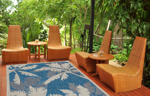 Tappeto da esterno per balcone giardino terrazzo salotto resistente a pioggia sole raggi UV antimacchia antimuffa retro antiscivolo  OASI BLU - SmartDecoHome