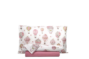 Completo letto lenzuola 100% cotone made in italy MONGOLFIERE ROSA - SmartDecoHome